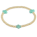 Signature Cross Gold Pattern 3mm Bead Bracelet - multiple colors