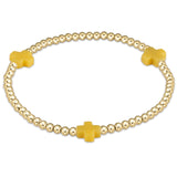 Signature Cross Gold Pattern 3mm Bead Bracelet - multiple colors