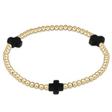 Signature Cross Gold Pattern 3mm Bead Bracelet - multiple colors