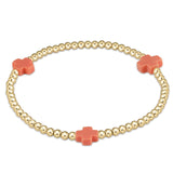 Signature Cross Gold Pattern 3mm Bead Bracelet - multiple colors