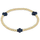 Signature Cross Gold Pattern 3mm Bead Bracelet - multiple colors