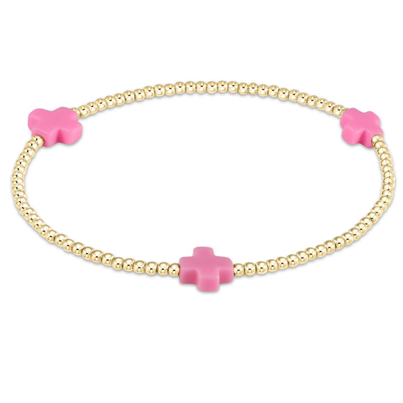 Signature Cross Gold Pattern 2mm Bead Bracelet - multiple colors