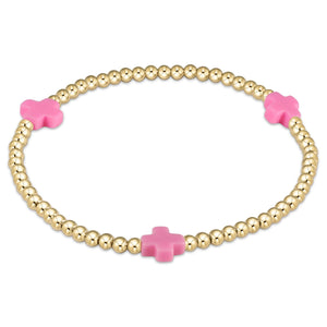 Signature Cross Gold Pattern 3mm Bead Bracelet - multiple colors