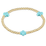 Signature Cross Gold Pattern 3mm Bead Bracelet - multiple colors