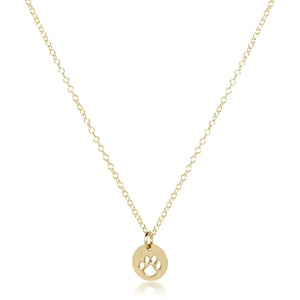 16" necklace Gold - Paw print small gold disc