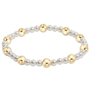 Pearl sincerity pattern 4mm bead bracelet - 6mm gold