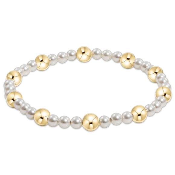 Pearl sincerity pattern 4mm bead bracelet - 6mm gold