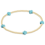 Signature Cross Small Gold Pattern 2mm Bead Bracelet - multiple colors