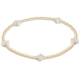 Signature Cross Small Gold Pattern 2mm Bead Bracelet - multiple colors