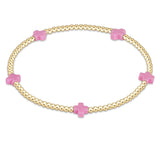 Signature Cross Small Gold Pattern 2mm Bead Bracelet - multiple colors