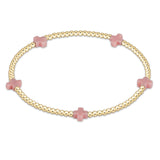 Signature Cross Small Gold Pattern 2mm Bead Bracelet - multiple colors