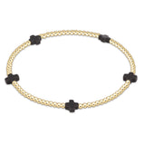 Signature Cross Small Gold Pattern 2mm Bead Bracelet - multiple colors