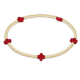 Signature Cross Small Gold Pattern 2mm Bead Bracelet - multiple colors