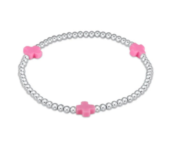 Signature cross Sterling 3mm bracelet - Bright pink