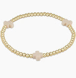 Signature Cross Gold Pattern 3mm Bead Bracelet - multiple colors